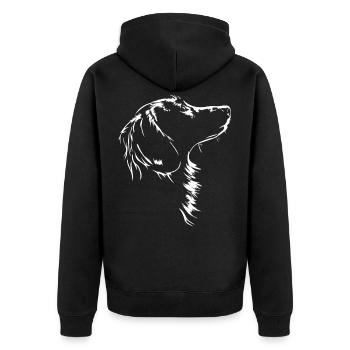 Langhaardackel Silhouette Hunde Hund Wilsigns - Unisex Premium Bio Zip Hoodie - Schwarz - Hinten - Nico (187cm)
