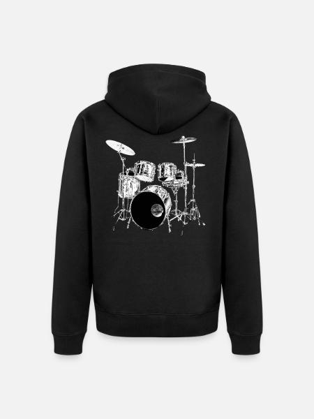Drums silver - Unisex Premium Organic Zip Hoodie - black