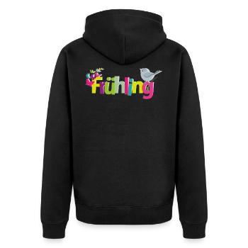 Frühling - Unisex Premium Bio Zip Hoodie - Schwarz - Hinten - Nico (187cm)