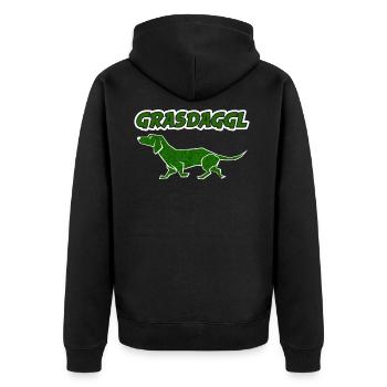 GRASDAGGL - Unisex Premium Bio Zip Hoodie - Schwarz - Hinten - Nico (187cm)