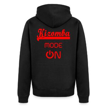 Kizomba MODE ON red - Kizomba Dance Shirt - Unisex Premium Bio Zip Hoodie - Schwarz - Hinten - Nico (187cm)
