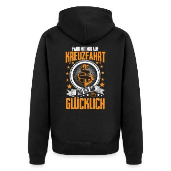 Kreuzfahrt - Urlaub Geschenk Schiff Boot AIDA - Unisex Premium Bio Zip Hoodie - Schwarz - Hinten - Nico (187cm)