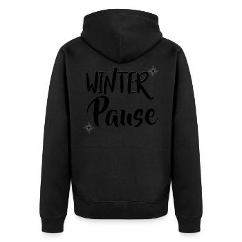 Winterpause Winter Spruch Geschenk - Unisex Premium Bio Zip Hoodie - Schwarz - Hinten - Nico (187cm)