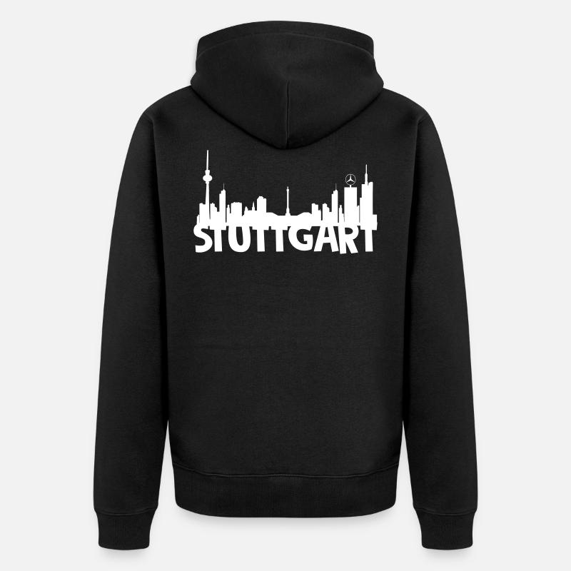 Stuttgart Skyline Stadtbild - Unisex Premium Bio Zip Hoodie - Schwarz