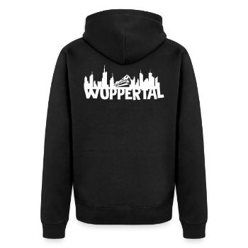 Wuppertal skyline - Unisex Premium Organic Zip Hoodie - black - Back - Nico (187cm)