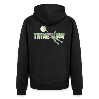 shirt motiv frosch mond positiv think big neu - Unisex Premium Bio Zip Hoodie - Schwarz - Hinten - Nico (187cm)