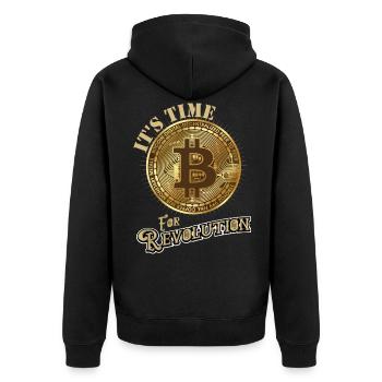 Bitcoin Revolution shirt crypto - Unisex Premium Organic Zip Hoodie - black - Back - Nico (187cm)