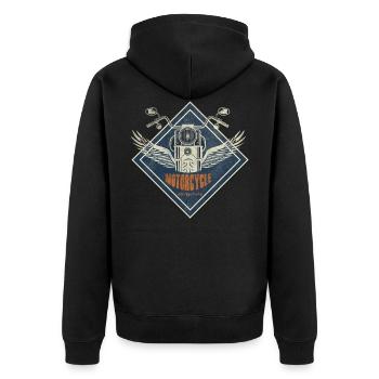 Biker Motorcycle - Unisex Premium Organic Zip Hoodie - black - Back - Nico (187cm)