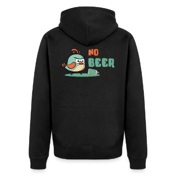 No Beer / Kein Bier / genervter Schluckspecht - Unisex Premium Bio Zip Hoodie - Schwarz - Hinten - Nico (187cm)