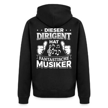Dieser Dirigent hat fantastische Musiker! Chor - Unisex Premium Bio Zip Hoodie - Schwarz - Hinten - Nico (187cm)