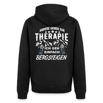 Bergsteigen - Unisex Premium Bio Zip Hoodie - Schwarz - Hinten - Nico (187cm)
