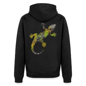 Gecko Iguana Reptile Lizard Animal Gift - Unisex Premium Organic Zip Hoodie - black - Back - Nico (187cm)