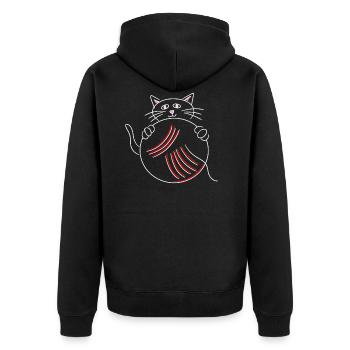 Niedliche Katze mit Wollknäuel Geschenkidee - Unisex Premium Bio Zip Hoodie - Schwarz - Hinten - Nico (187cm)