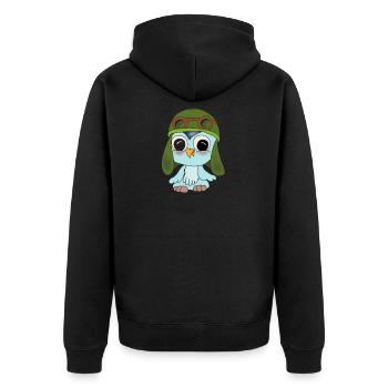 Fips der Flieger - Unisex Premium Bio Zip Hoodie - Schwarz - Hinten - Nico (187cm)