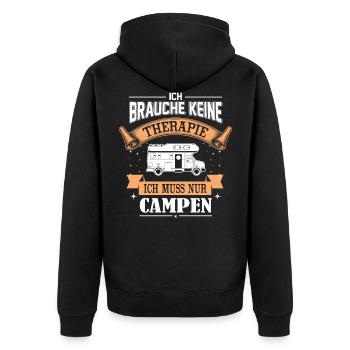 Camp Camping Camper Caravan Holiday - Unisex Premium Organic Zip Hoodie - black - Back - Nico (187cm)