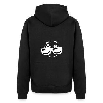 Smiley mit Sonnenbrille - Unisex Premium Bio Zip Hoodie - Schwarz - Hinten - Nico (187cm)