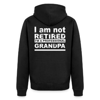 GRANDPA SHIRT - Unisex Premium Bio Zip Hoodie - Schwarz - Hinten - Nico (187cm)