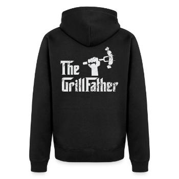 the grillfather - Unisex Premium Organic Zip Hoodie - black - Back - Nico (187cm)