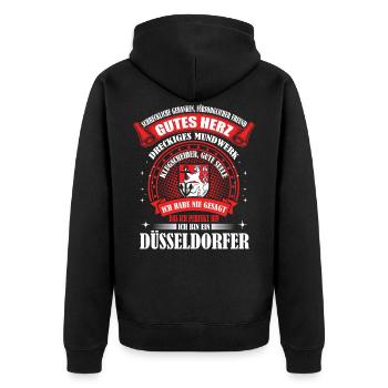 Düsseldorf Düsseldorfer Geschenk - Unisex Premium Bio Zip Hoodie - Schwarz - Hinten - Nico (187cm)
