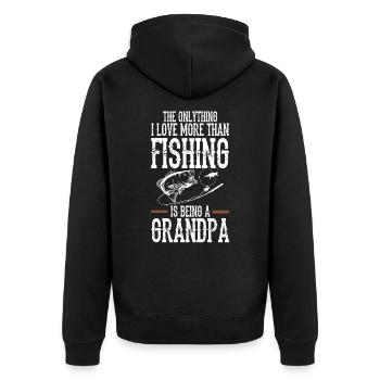 Pêcheur de poisson pêcheur, grand-père de pêche - Veste à capuche bio Premium Unisexe - noir - Dos - Nico (187cm)