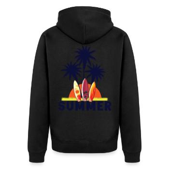 Idée cadeau mer soleil été plage vacances - Veste à capuche bio Premium Unisexe - noir - Dos - Nico (187cm)