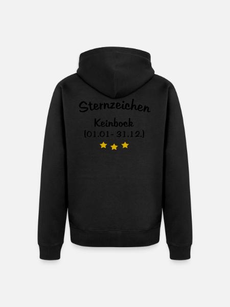 Sternzeichen Keinbock - Witziges Sternzeichen - Unisex Premium Bio Zip Hoodie - Schwarz