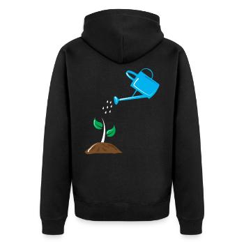 Garten Pflanzen Gießen - Unisex Premium Bio Zip Hoodie - Schwarz - Hinten - Nico (187cm)