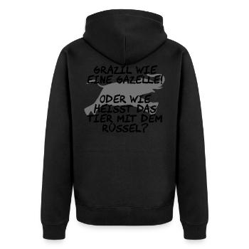 Grazil wie eine Gazelle - Unisex Premium Bio Zip Hoodie - Schwarz - Hinten - Nico (187cm)