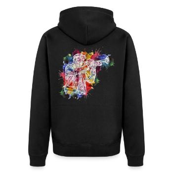 Professeur de musique de trompette abstraite - Veste à capuche bio Premium Unisexe - noir - Dos - Nico (187cm)