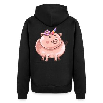 Piggy Corn Unicorn Einhorn-Shirt Unicorn - Unisex Premium Bio Zip Hoodie - Schwarz - Hinten - Nico (187cm)