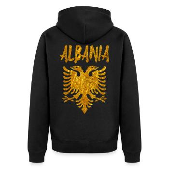 Albania - Kosovo - Unisex Premium Organic Zip Hoodie - black - Back - Nico (187cm)