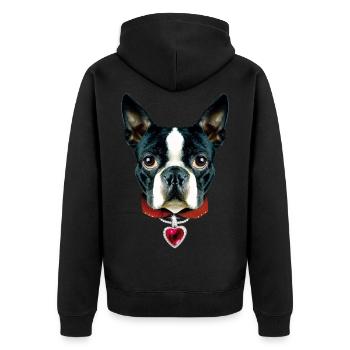 02 Boston Terrier J'aime le coeur d'amour de coeur - Veste à capuche bio Premium Unisexe - noir - Dos - Nico (187cm)