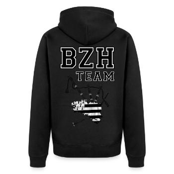breizh bretagne 12 - Unisex Premium Organic Zip Hoodie - black - Back - Nico (187cm)