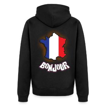 Frankreich Land und Länder - Unisex Premium Bio Zip Hoodie - Schwarz - Hinten - Nico (187cm)