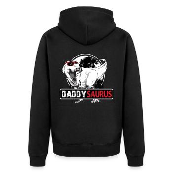 Papasaurus for every dad for Father's Day T-Rex - Unisex Premium Organic Zip Hoodie - black - Back - Nico (187cm)