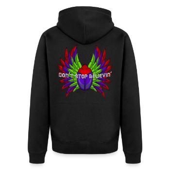 Don't Stop Believin' - Unisex Premium Bio Zip Hoodie - Schwarz - Hinten - Nico (187cm)