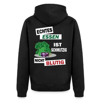Veganer Vegan Tierschutz Tierrechte Soja Tofu - Unisex Premium Bio Zip Hoodie - Schwarz - Hinten - Nico (187cm)