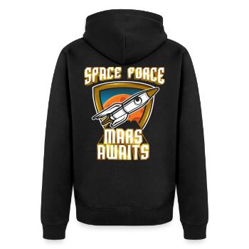 US Space Force Vintage Art Colonize Conquer Mars - Unisex Premium Organic Zip Hoodie - black - Back - Nico (187cm)