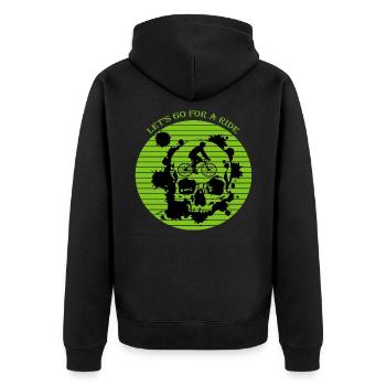 Tirol Fahrradtour Mountainbike - Unisex Premium Bio Zip Hoodie - Schwarz - Hinten - Nico (187cm)