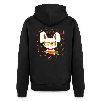Rabbit T-Shirt Nerd Rabbit for Girls + Boys - Unisex Premium Organic Zip Hoodie - black - Back - Nico (187cm)