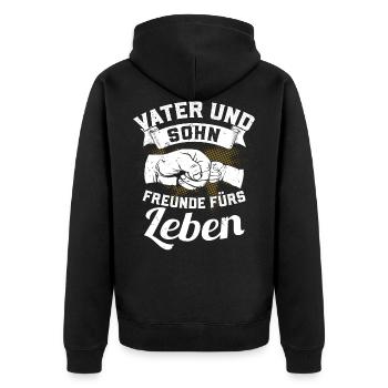 Father and son - friends for life - Unisex Premium Organic Zip Hoodie - black - Back - Nico (187cm)