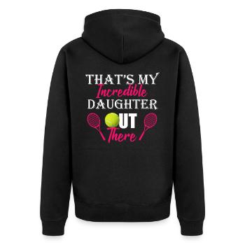 Stolzer Vater Verein Geschenkidee - Unisex Premium Bio Zip Hoodie - Schwarz - Hinten - Nico (187cm)