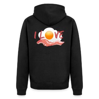 Ham with egg - breakfast - Unisex Premium Organic Zip Hoodie - black - Back - Nico (187cm)
