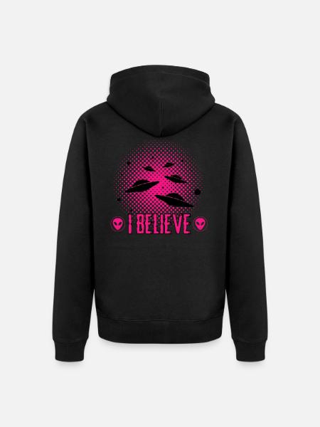 Alieno - Ufo - Alieni - Felpa con cappuccio ecologica premium unisex - nero