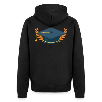 Doktorhut Lorbeerkranz Abschluss Hut - Unisex Premium Bio Zip Hoodie - Schwarz - Hinten - Nico (187cm)