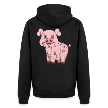 Porcinet cochon style grunge vintage rétro - Veste à capuche bio Premium Unisexe - noir - Dos - Nico (187cm)