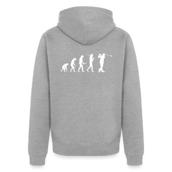 Golf - Golfer - Evolution - Unisex Premium Bio Zip Hoodie - Grau meliert - Hinten - Nico (187cm)