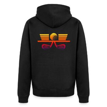 Golf - Golfer - Logo - Unisex Premium Bio Zip Hoodie - Schwarz - Hinten - Nico (187cm)