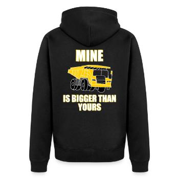 Bagger - Muldenkipper - Baustelle - Unisex Premium Bio Zip Hoodie - Schwarz - Hinten - Nico (187cm)