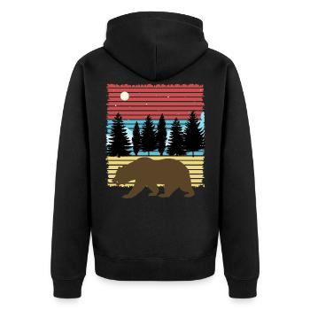 Bear - Adventure - Forest - Unisex Premium Organic Zip Hoodie - black - Back - Nico (187cm)